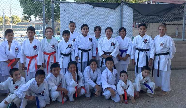 Karate students take exams