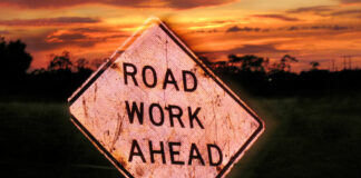 Road work sign
