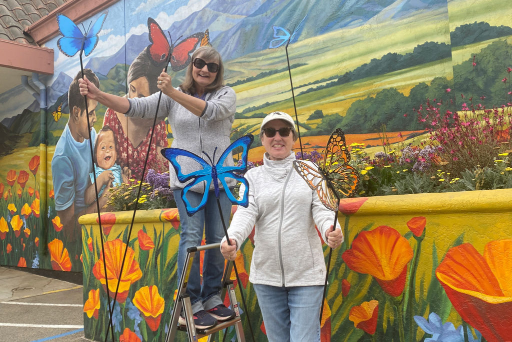 Image for display with article titled Metal Butterflies Adorn Mural Landscaping at Mee Memorial Healthcare System