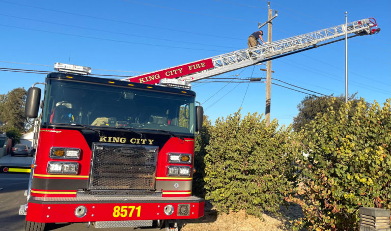 King City Fire Department aids in raising US flag at ranger station