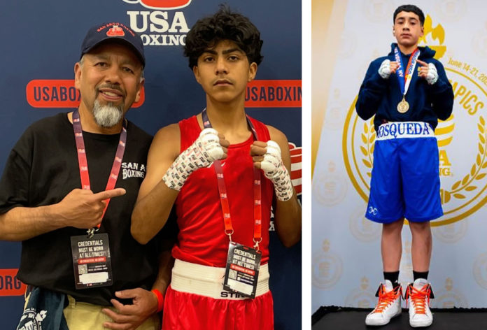KC-San-Ardo-boxers Coach Rodolfo Tapia with Miguel Hernandez and Andre Mosqueda