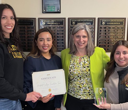 Hartnell College Foundation team with award