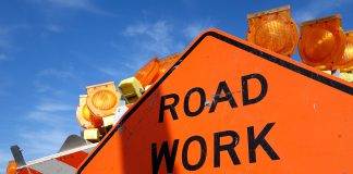 traffic safety roadwork signs and light