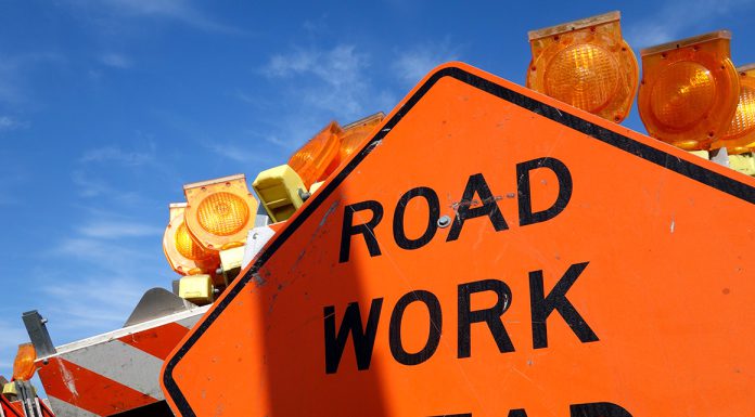 traffic safety roadwork signs and light