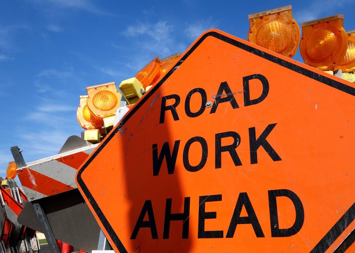 traffic safety roadwork signs and light