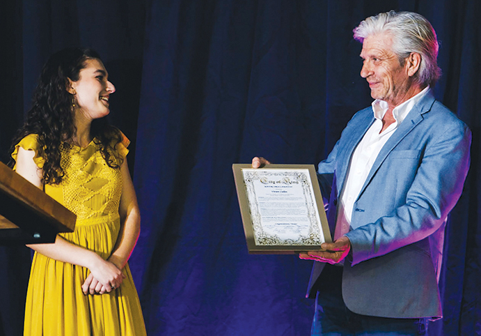 Vivien Cullen with mayor