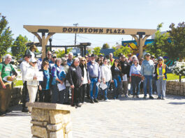 King City history walk group at Downtown Plaza