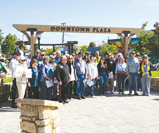 King City history walk group at Downtown Plaza