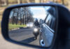 motorcycle and vehicle, view in a side mirror