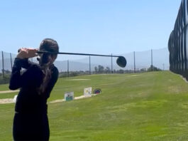 Girl playing golf