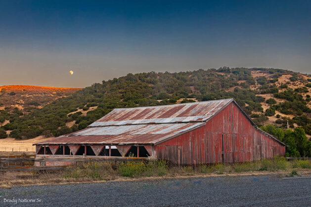 moonrise over barn photo