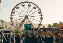 Salinas Valley Fair ferris wheel and crowd