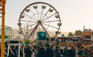 Salinas Valley Fair ferris wheel and crowd