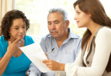 senior couple getting advice
