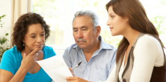 senior couple getting advice