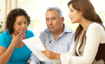 senior couple getting advice