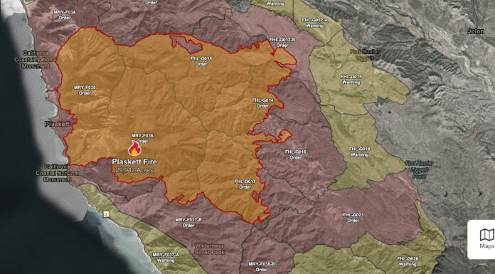 Fort Hunter Liggett reports no imminent threat from Plaskett Fire Plaskett Fire map