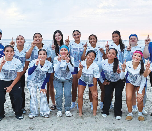 Sports Roundup | King City flag football, cross country and girls golf teams prepare for CCS King City flag football team on beach
