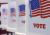 voting booths at polling station during American election