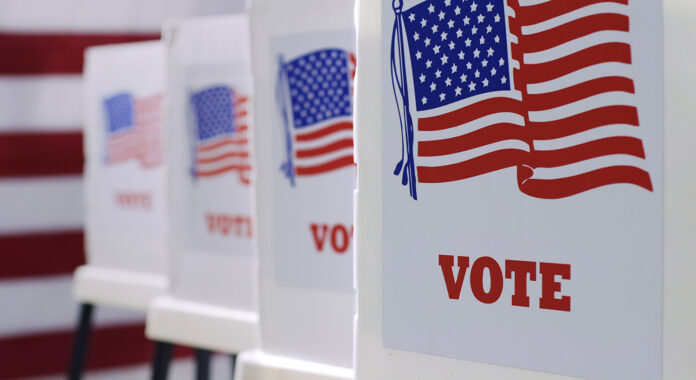 voting booths at polling station during American election